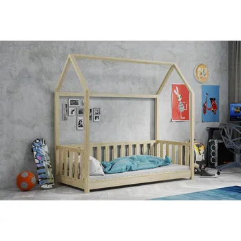 Postel KIK TRADE Dřevěná postel DOMEK 09 borovice masiv - více odstínů Rozměr: 80 x 180 cm, Povrchová úprava: černá