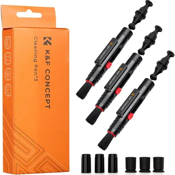 K&F Three lens cleaning pens, double-sided carbon head with silicone protective cover and suction c