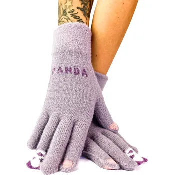 Rukavice Dámské rukavice s pandou na prsteníku lila fialová, VELIKOST UNI