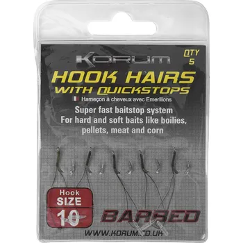 Rybářský háček Korum Hook Hairs With Quickstops Barbed Size 6