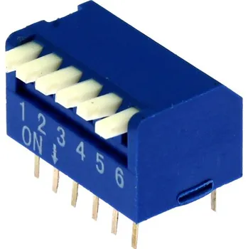 Kaifeng DIP přepínač PIANO 6pólový RM2.54 modrý