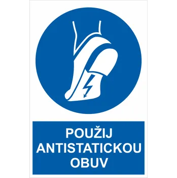 Použij antistatickou obuv ISO 7010 samolepící vinylová fólie 200x150 mm