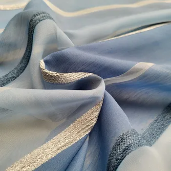 Záclona BYTEMA Voálová záclona MODRO BÍLÉ PRUHY 150 cm