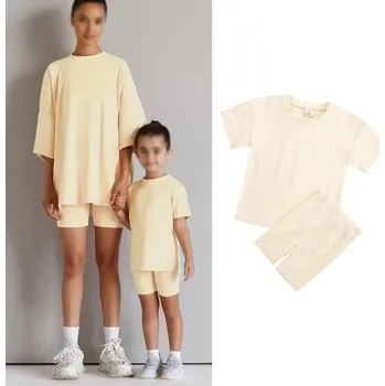 Dámské tričko Rodinný sportovní set máma, táta a děti (mix barev) tričko a kraťasy Barva: Žlutá, Velikost: dětská (2-3 roky, 100)