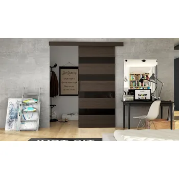 Obývací stěna Posuvné Dveře Marti V - čokoláda/černá