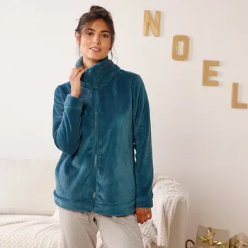 Pánská mikina Blancheporte Fleecová mikina na zip, hebká na dotek paví modrá 50