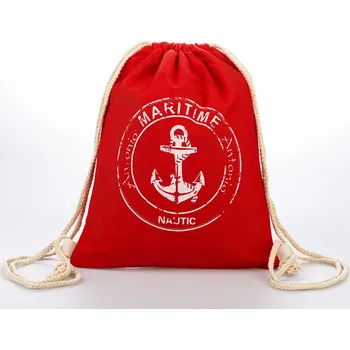 Sportovní vak Antonio Sportovní stahovací pytlík s kotvou červená 41x32 cm