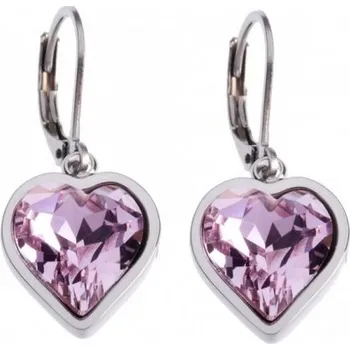 Náušnice Prosperk Náušnice ocel růžová srdíčka S3606