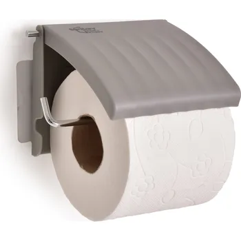 BATH | nástěnný držák na toaletní papír | kov + plast | samolepicí montáž bez vrtání | šedý Dedra