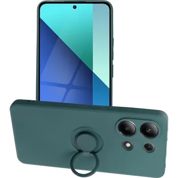 Pouzdro na mobilní telefon Silicone RING Case pouzdro 3v1 pro Xiaomi RedMi NOTE 13 4G zelené