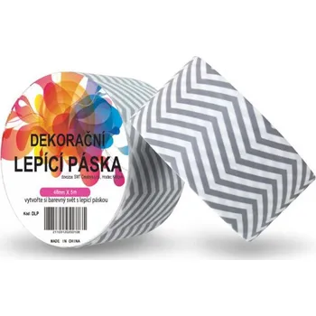 Samolepící dekorace Dekorační lepicí páska DUCT TAPE - stříbrošedé cikcak, 4,8cm x 5m