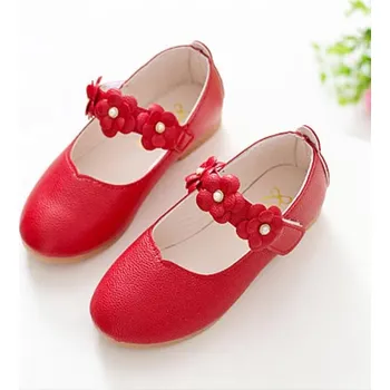 Dívčí obuv Dívčí střevíčky s přezkou z kytiček Barva: Červená, Velikost EUR: 36