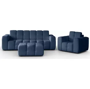 Sedací souprava Sedací souprava Bona 3+1+taburet, modrá (raven 86)