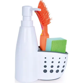 PRAKTIK | kuchyňský organizér na dřez s dávkovačem a stojanem na kartáč a houbičku Dedra