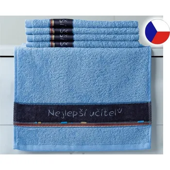 Ručník Malý ručník 30x50 RUJANA 450g "Nejlepší učitel" modrý