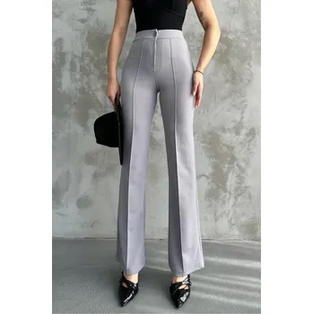 Dámské džíny 80272 Dewbery High Waist Slim Fit Wide Leg Pants-GREY dewberry šedá 2851103