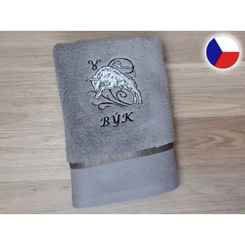 Osuška Luxusní osuška se znamením BÝK 450g šedá/šedá
