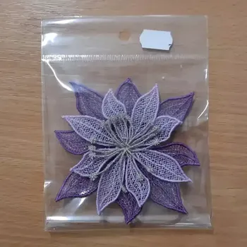 umělá květina Vyšívaná ozdoba vánoční hvězda fialová 01