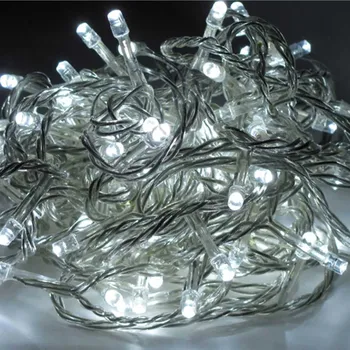 Vánoční dekorace Řetěz do zásuvky studená bílá 600 LED 60 m vnitřní i venkovní transparentní kabel