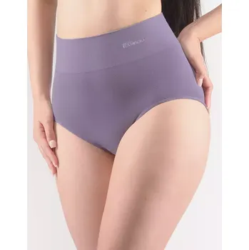 Kalhotky GINA dámské kalhotky klasické s vysokým pasem, širší bok, bezešvé, jednobarevné Eco Bamboo 00040P kouřová bílá M/L