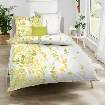 Povlečení Kaeppel | Krepové povlečení Inaya citrónová 140x200, 70x90