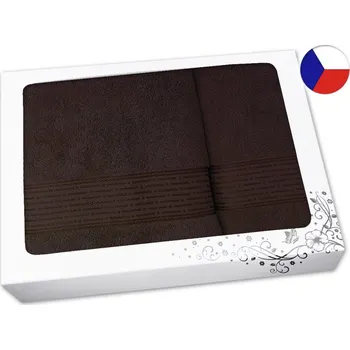 Ručník Dárková sada ručníku a osušky PROUŽEK tmavě hnědý