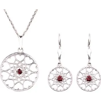 Souprava šperků granát souprava Set 222 (Set 222) povrchová úprava: rhodiované