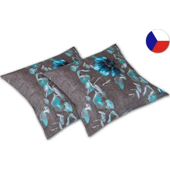 Dekorativní polštářek Saténový dekorační polštářek 40x40 GEON Pnoucí květy modré