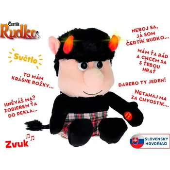 plyšák Mikro trading Čertík Rudko plyšový - 20 cm - sedící slovensky mluvící - svítící rohy
