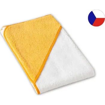 Dětská osuška s kapucí 75x75 bílá/oranžová 350g