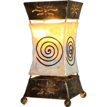 Lampička Woru Jasná stolní lampa Xenia se spirálovým motivem - kabel 200 cm starožitná mosaz, krémová 1 x 40 W - Doprava zdarma