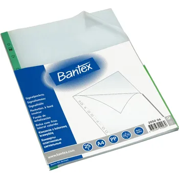 Bantex, U-kapsa, PP, A4, 25 ks, 80 mic, zelený okraj