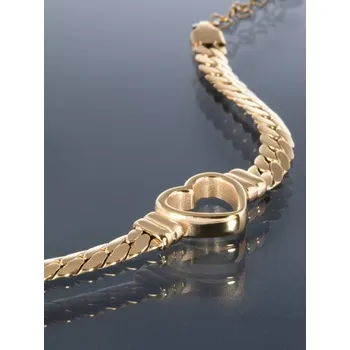 Náramek Prosperk Masivní náramek z chirurgické oceli zlaté barvy se srdíčkem S0966