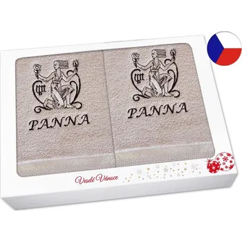 Ručník Vánoční dárková sada ručník + osuška Znamení Panna béžová/hnědá