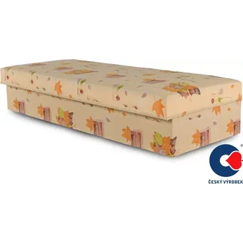 Postel Čalouněná válenda s úložným prostorem Karel - molitanová, béžová listy (vzor č.134)