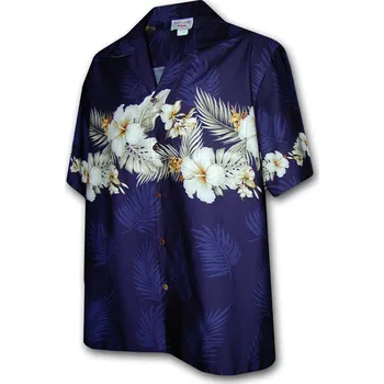 Pánská košile Pacific Legend Modrá havajská košile s motivem květů ibišku Velikost: XXL