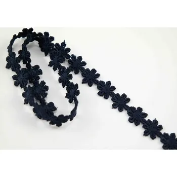 Vzdušná krajka kytička - tmavě modrá - šířka 1,3 cm