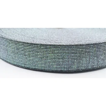 Textilní guma Pruženka plochá 30mm černá se zeleným lurexem