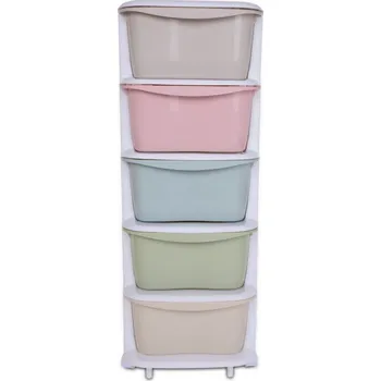 Úložný box QUINTO | 5patrový regál s výsuvnými boxy a kolečky | úložný plastový organizér | 98 cm Dedra