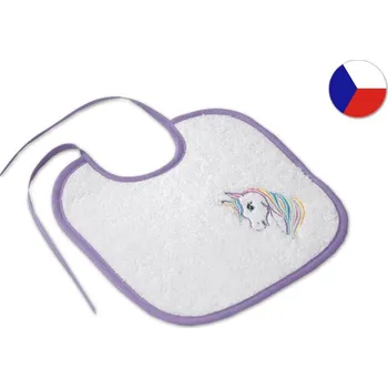 Bryndák Dětský slintáček LOTA 25x25 Jednorožec I bílá/fialová 350g