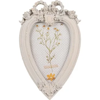 Rám na obraz Béžový fotorámeček ve tvaru srdce - 14*2*22 cm / 10*15 cm