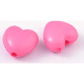 Dětské navlékací korálky Korálky akrylové, RŮŽOVÁ SRDCE, 1x1,1 cm, 10ks/bal.