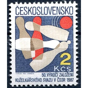 Poštovní známka Českosloveská pošta (1987) č. 2779 ** - Československo - 50. výročí kuželkářského svazu