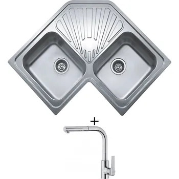 Nerezový dřez SET Teka ANGULAR 2B X nerez + Teka IN 938 CR chrom