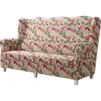 Pohovka Pohovka Provence AS III., béžová květy (vzor MIL16870/bílé)