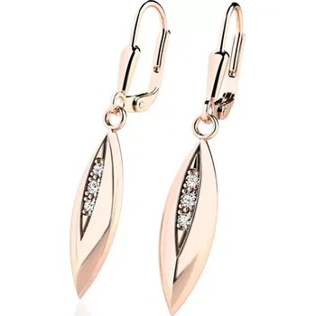 Náušnice Dámské náušnice růžové zlato 585/1000 přírodní diamant 0.044 ct G/SI visací 10974-CV-DIA