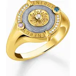 Thomas Sabo TR2449-974-1-54 Gold-plated signet prstýnek with sun symbol and small stones