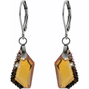 Náušnice JSB bijoux s.r.o. Ocelové náušnice klapky malý zdobený lichoběžník Swarovski Cooper