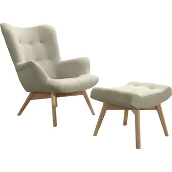 Křeslo Křeslo Picolo s podnožkou, béžová/ přírodní (chester AN 3318)