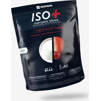 Nápoj pro sportovce DECATHLON Isotonický nápoj v prášku ISO+ jahodovo-třešňový 2 kg